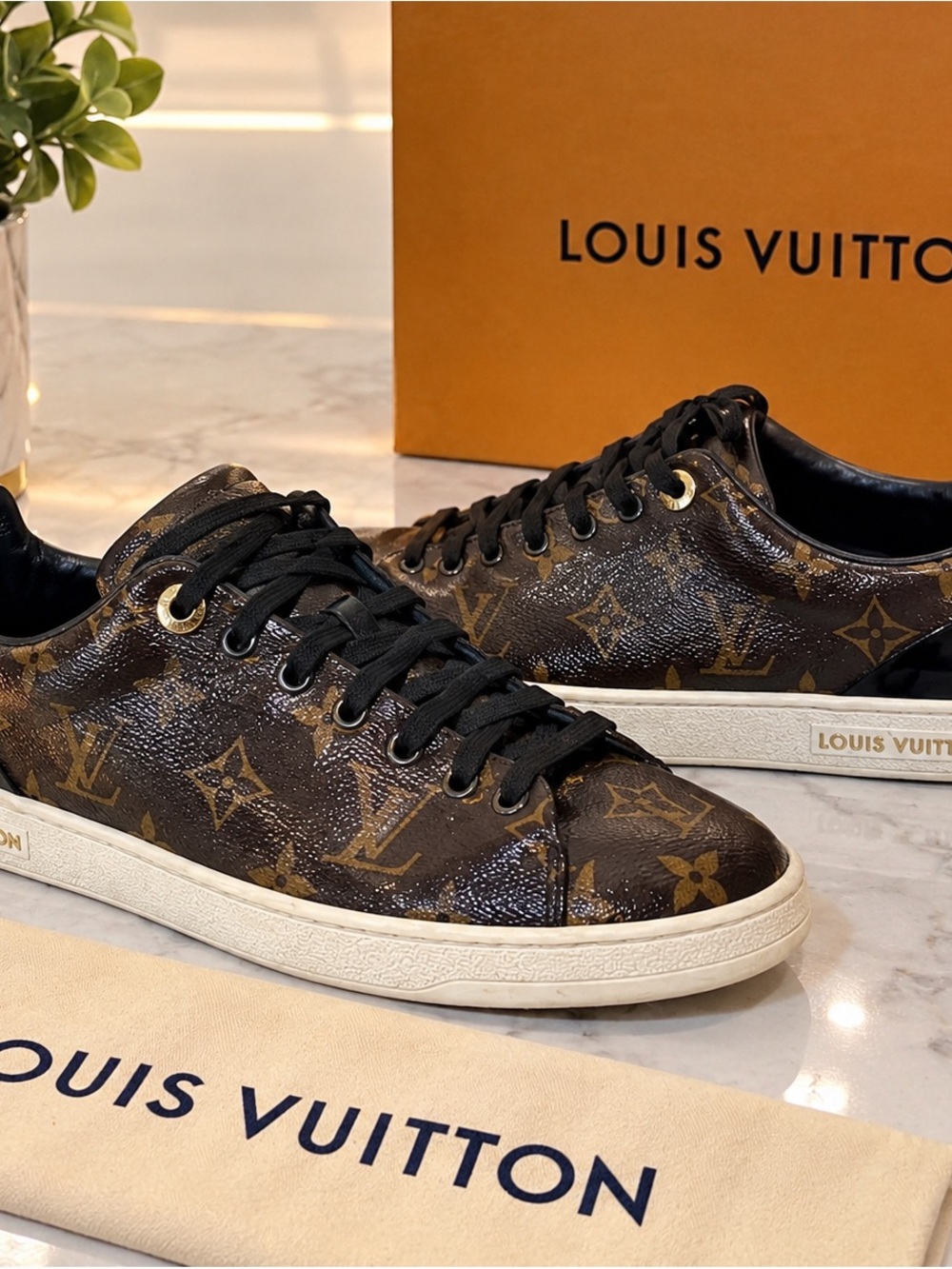 Louis Vuitton Brown & Black Monogram Low-Top Sneakers